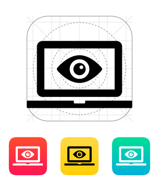 Laptop monitoring icon. Vector illustration.