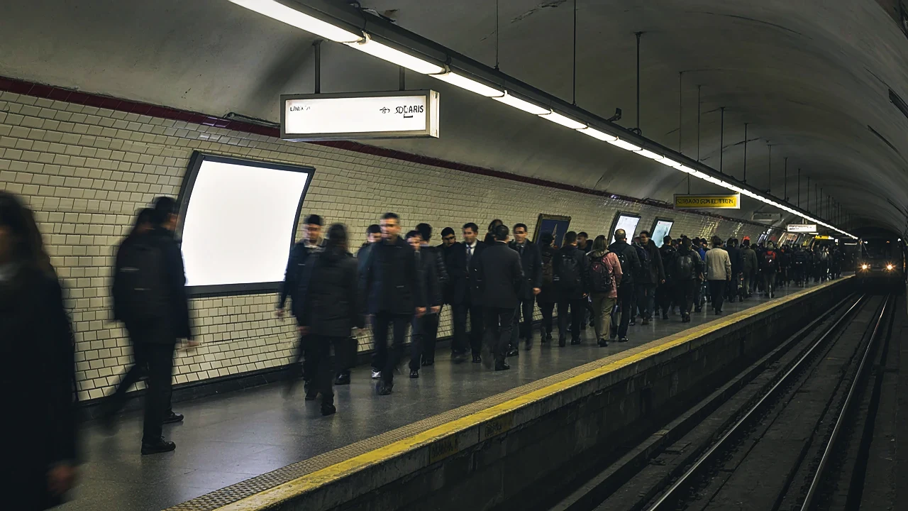 Andén de metro con pantalla